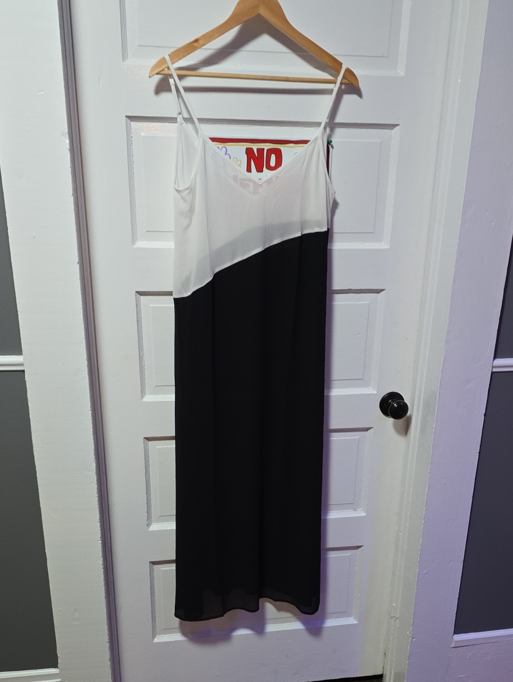 Moss Rose White and Black Colorblock Slip Dress/ Beach Cover - Women's